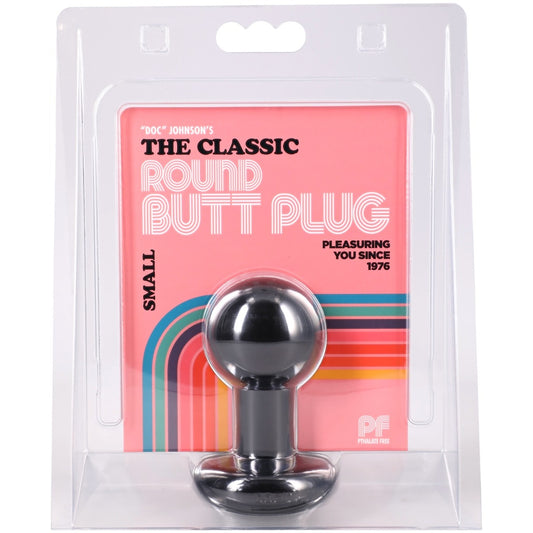 The Classic Round Butt Plug Small Black packaging front