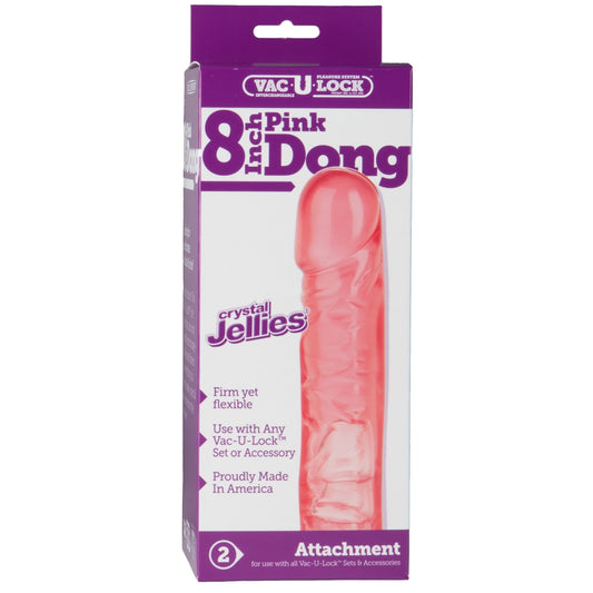 Doc Johnson Crystal Jellie Dong Vac U Lock Pink 8in packaging