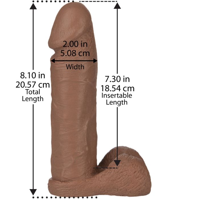 Vac U Lock Realistic Dildo Brown 8"