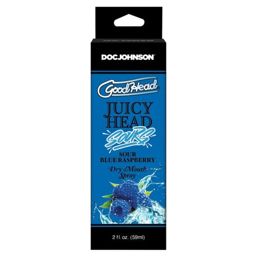 GoodHead Juicy Head Dry Mouth Spray - Sour Blue Raspberry packaging.