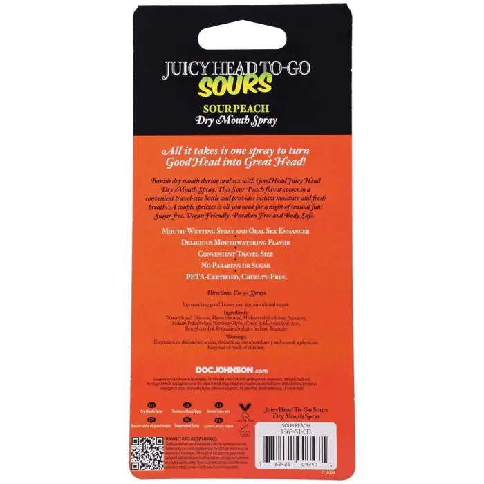 Goodhead Juicy Head Dry Mouth Spray to Go Sour Peach 0.3 oz rear packaging