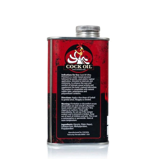 Cock Oil Water Based Lube Metal Can 9oz/266ml premium lube oil can rear