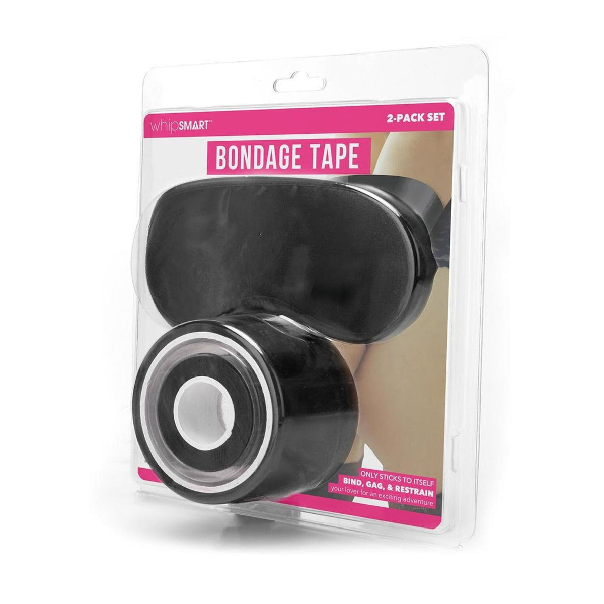 Whipsmart Bondage Tape with Eye Mask Black 100ft