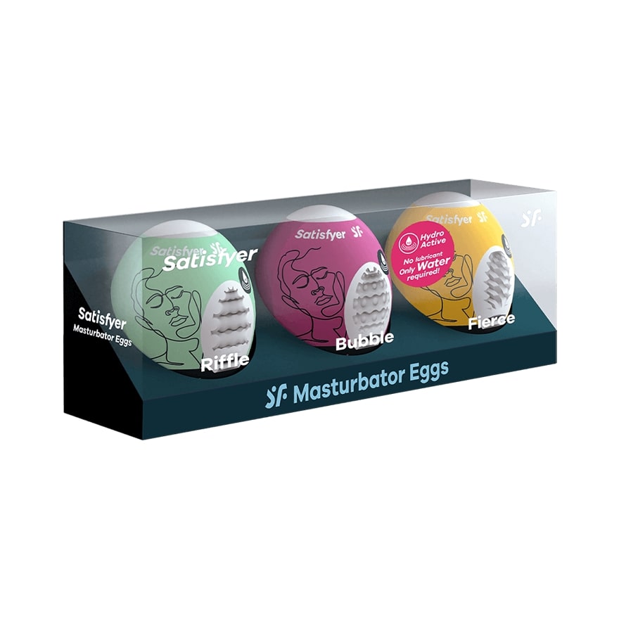 Satisfyer Mastubator Egg 'Riffle', 'Bubble' 'Fierce' 3 Pack (8312837079279)