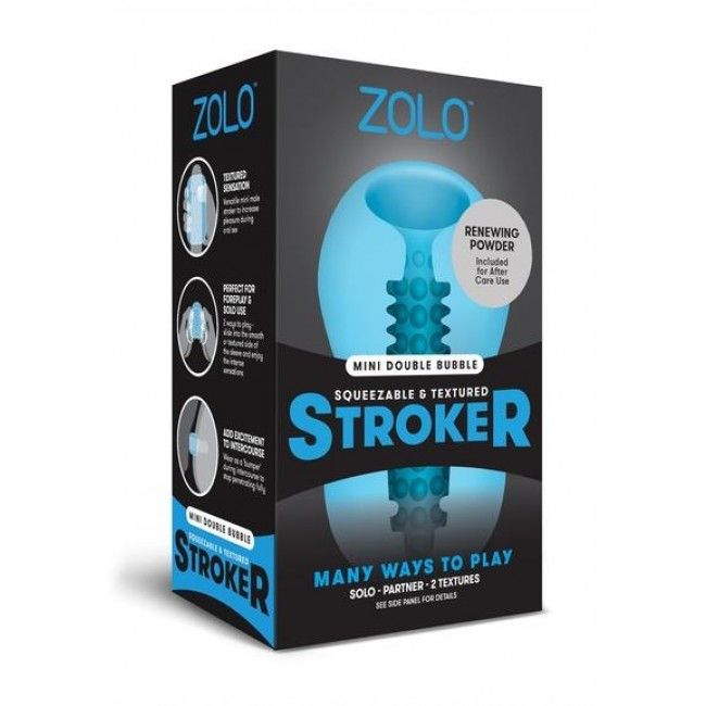 Zolo Mini Double Bubble Squeezable Stroker Blue (8124258779375)