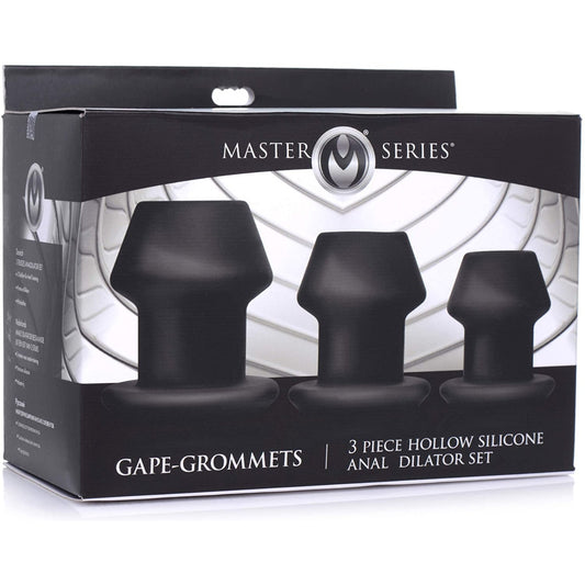 Master Series Gape-Grommets 3 Piece Hollow Silicone Anal Dilator Set