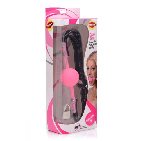 Frisky Glow Gag Glow in the Dark Silicone Ball Gag Pink