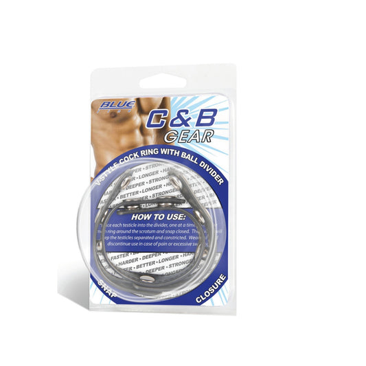 Blue Line V Style Cock Ring with Ball Divider (8253259055343)