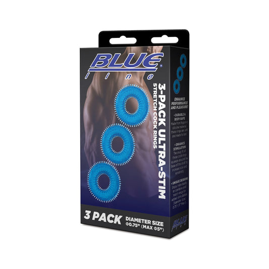 Blue Line 3 Pack Ultra Stimulating Stretch Cock Rings (8253245456623)
