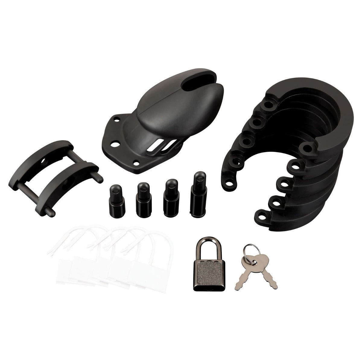 Blue Line Silicone Chastity Cock Cage Black (8131795452143)