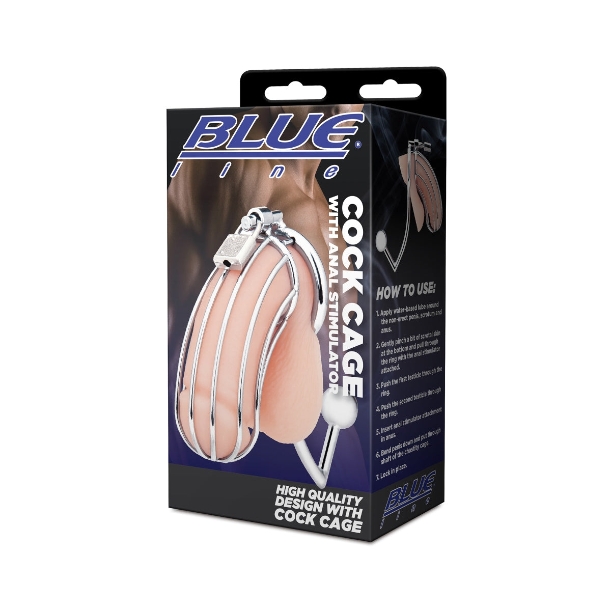 Blue Line Cock Cage with Anal Stimulator (8253083287791)
