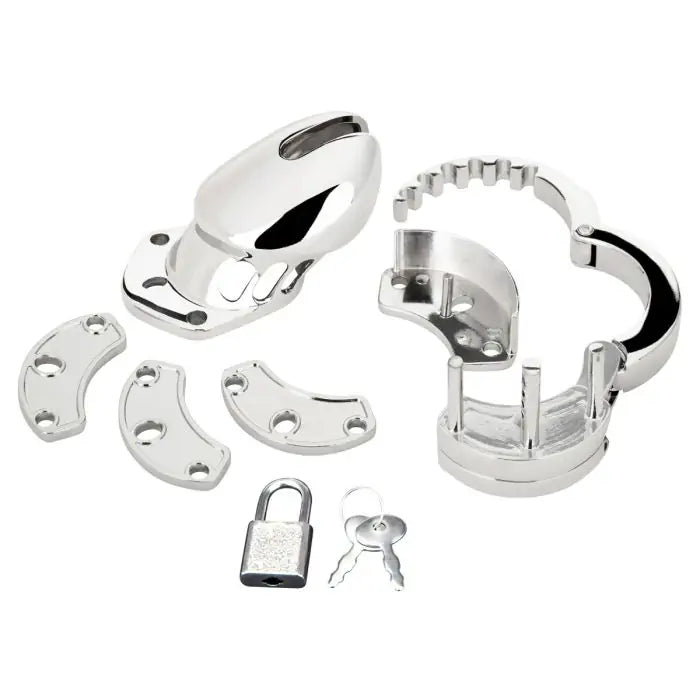 Blue Line Small Cock Humiliation Chastity Cage 2.75" full parts view