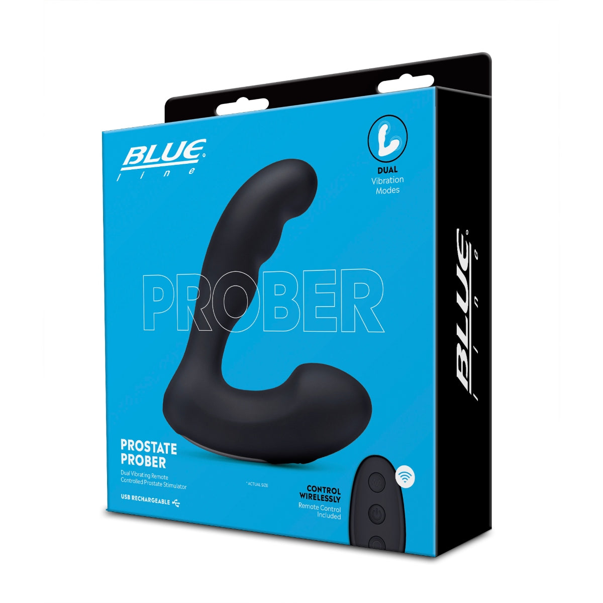 Blue Line Prober Dual Vibrating Remote Controlled Prostate Stimulator Butt Plug (8253288120559)