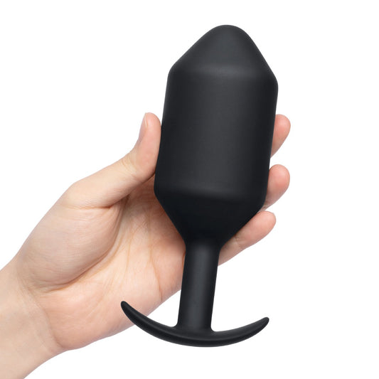b-Vibe Snug Plug 7 Weighted Silicone Butt Plug Black (8182615769327)