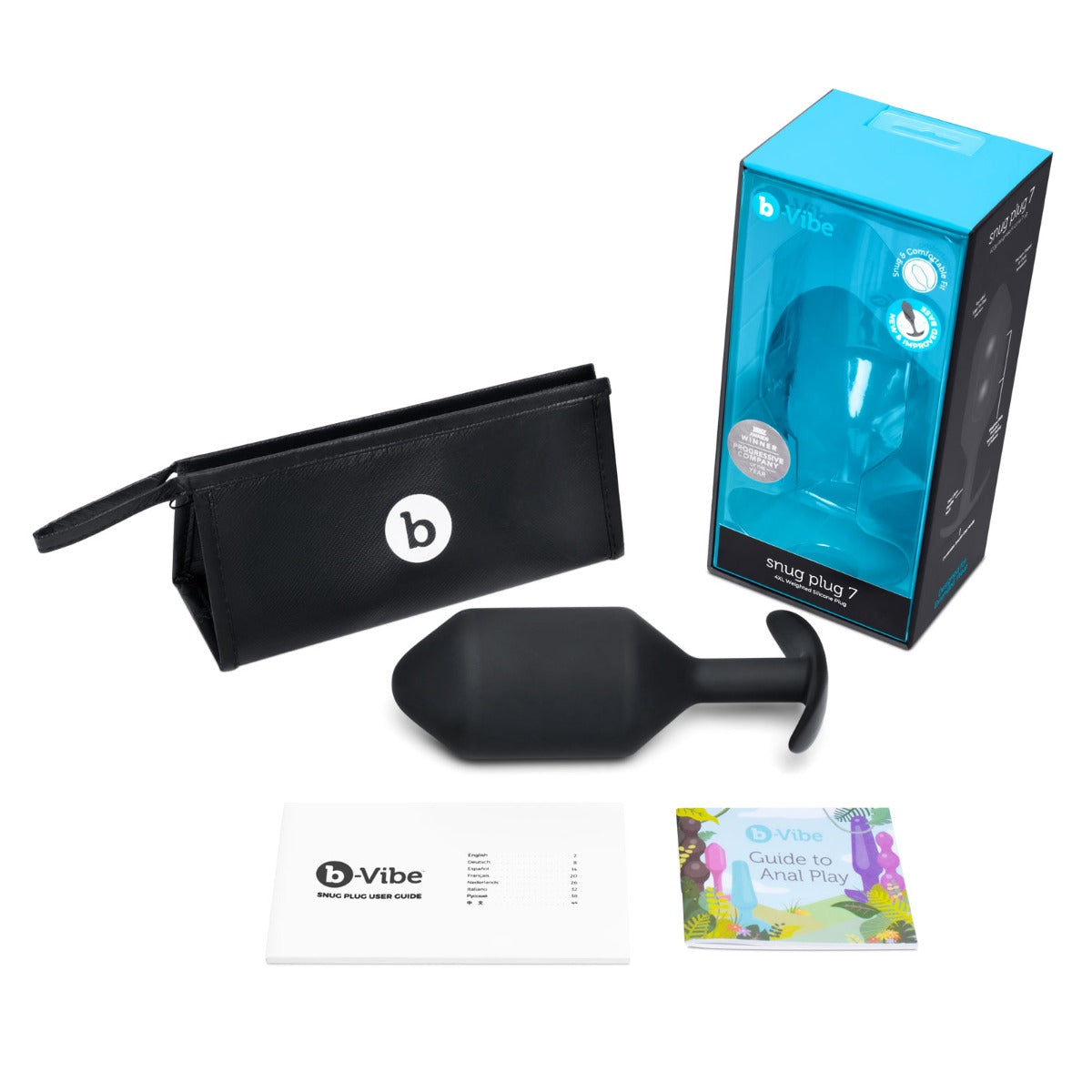 b-Vibe Snug Plug 7 Weighted Silicone Butt Plug Black (8182615769327)