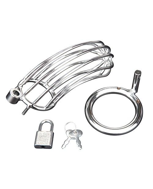 Blue Line Prisoner Chastity Cock Cage Stainless Steel (8131797123311)