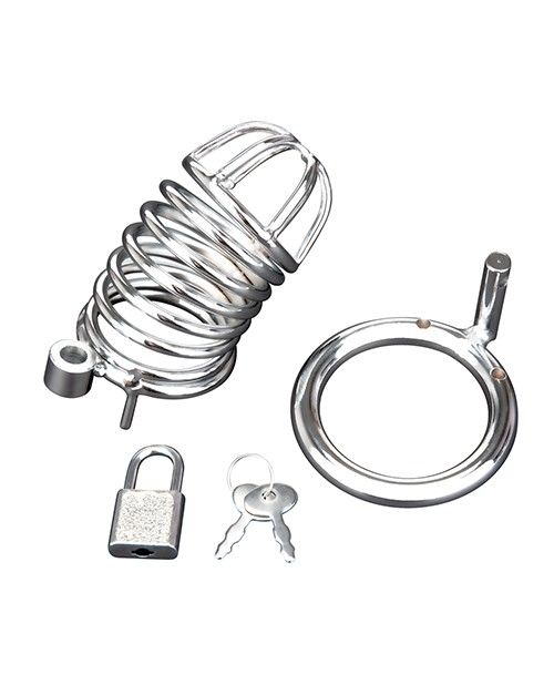 Blue Line Deluxe Chastity Cock Cage Stainless Steel (8131834282223)