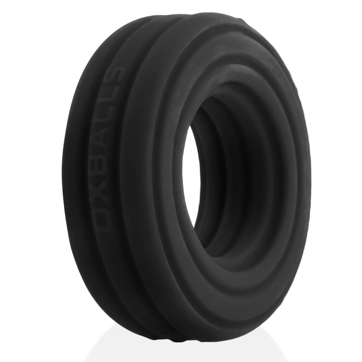 Hünkyjunk Roto Grooved Gripper Cock Ring Black side view