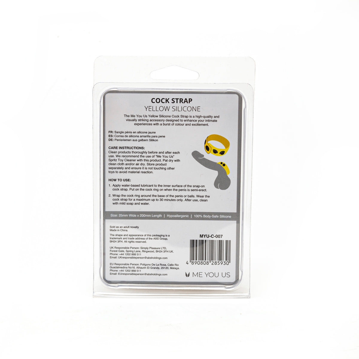 Me You Us Silicone Cock Strap Yellow