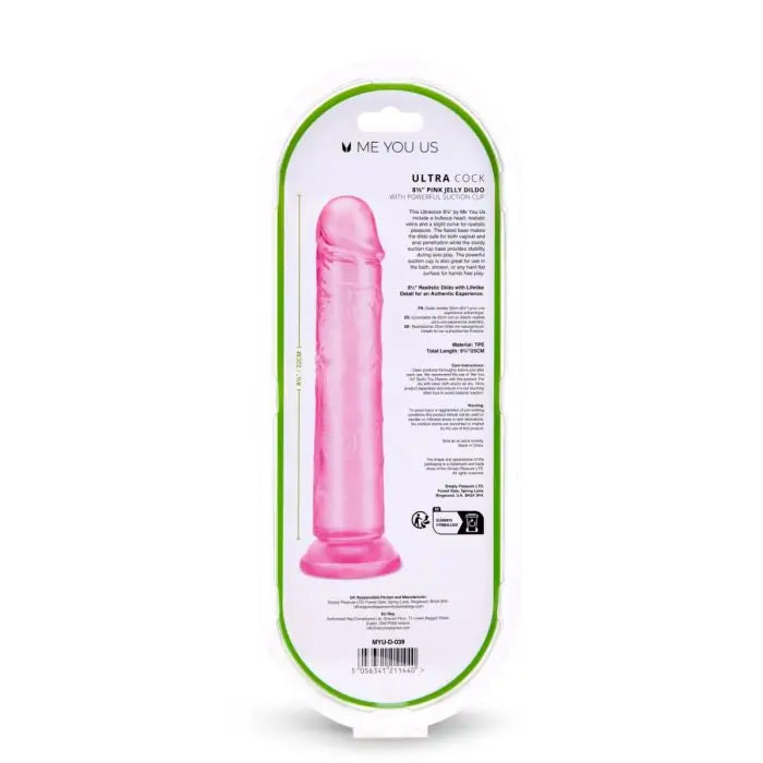 Me You Us Ultra Cock Jelly Dong Pink 8.5"