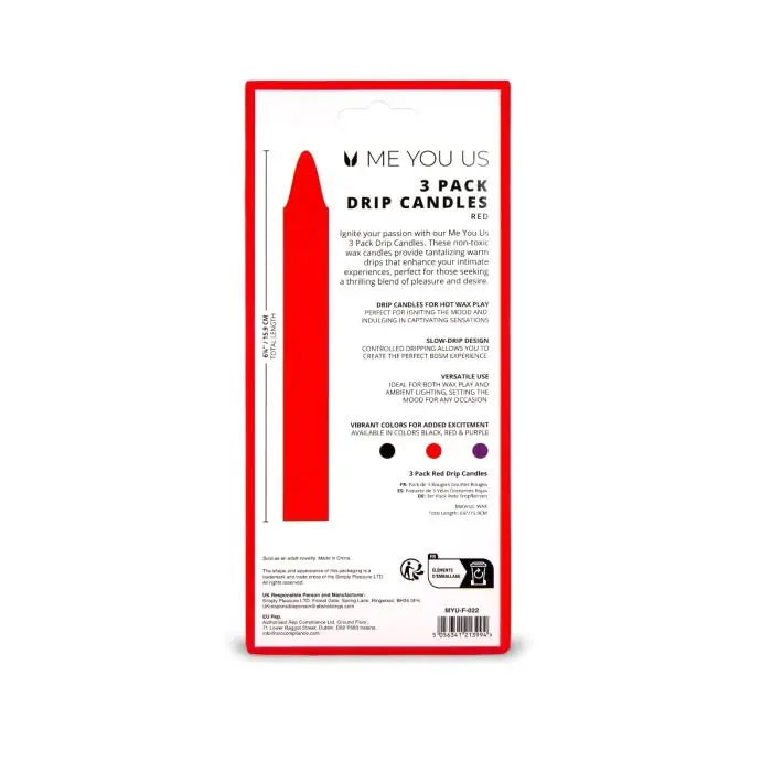 Me You Us Drip Candles Red 3-Pack