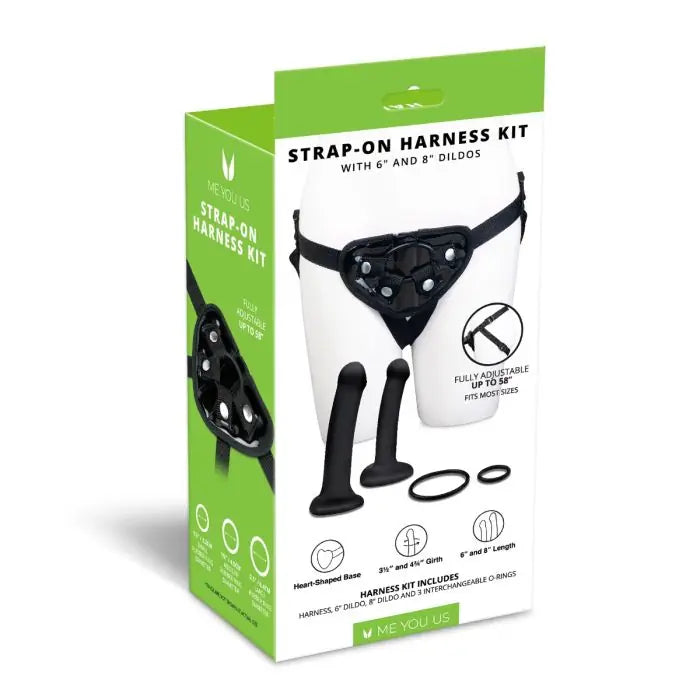 Me You Us Strap-On Harness Kit with 6" & 8" Pegging Dildos rear view