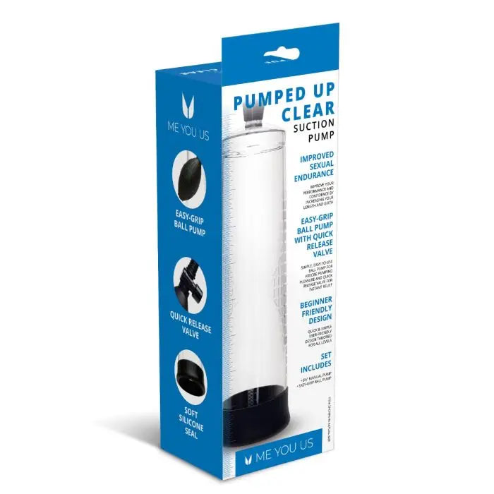 Me You Us Pumped Up Penis Pump Clear packaging rear and side