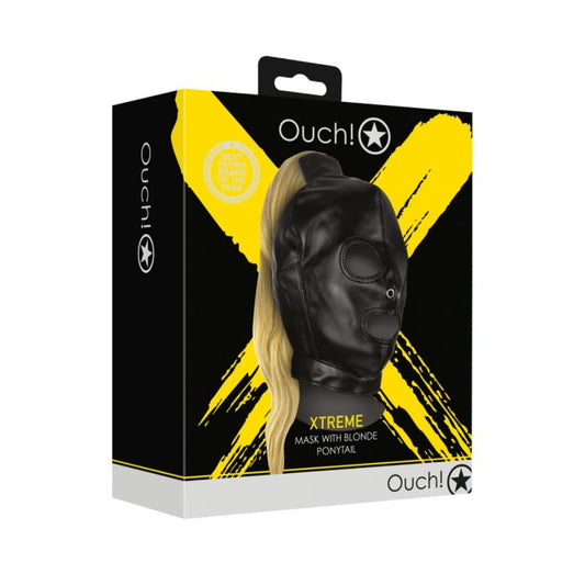 Ouch Xtreme Lace Up Mask with Blonde Ponytail