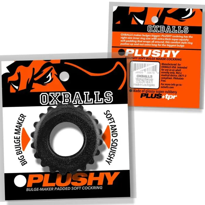Oxballs PLUSHY Cock Ring Black Mica packaging