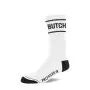 Prowler RED Butch White socks with black text and design on a white background