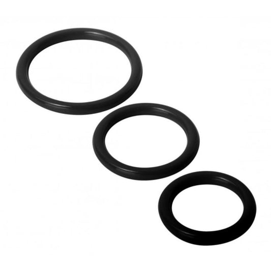 Trinity for Men 3 Piece Silicone Cock Ring Set Black