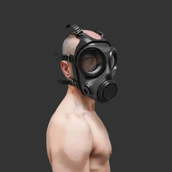 GasMaster Fetish Gas Mask on topless male model