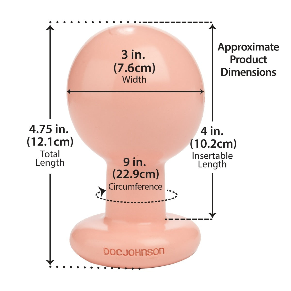The Classic Round Butt Plug Large Vanilla dimensions