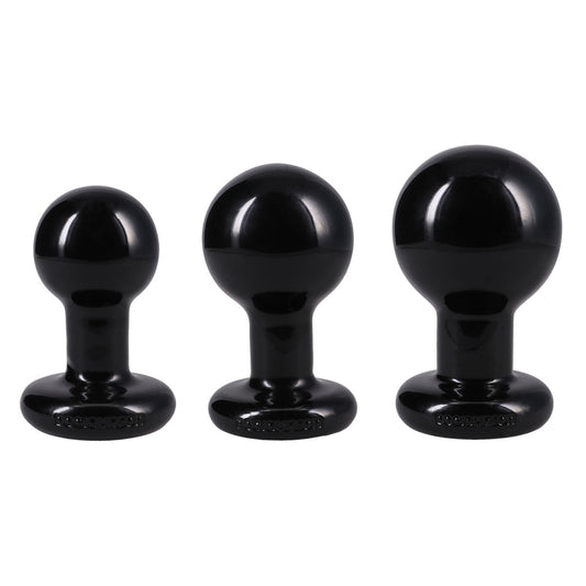 The Classic Round Butt Plug 3 Piece Set Black
