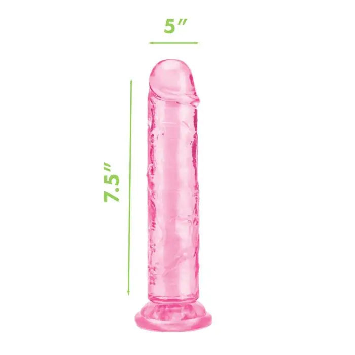 Me You Us Ultra Cock Jelly Dong Pink 7.5" graphic showing dimensions