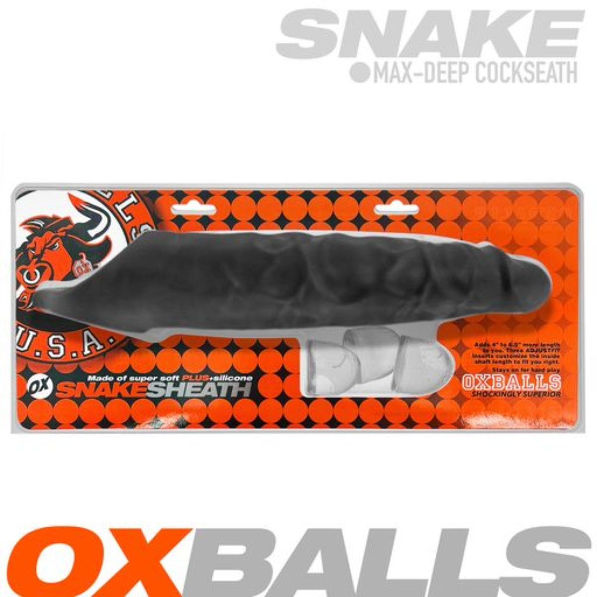 Oxballs Snake Deep Reach Cock Sheath Black Ice (8212471415023)