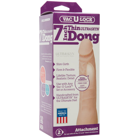 Doc Johnson Thin Dong Vac U Lock Vanilla 7in packaging