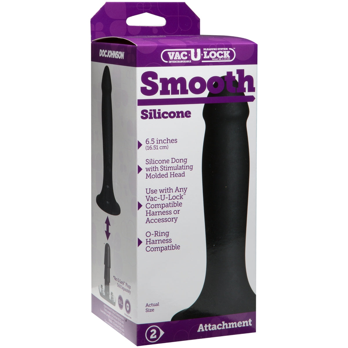 Vac U Lock Smooth Dong Dildo Black