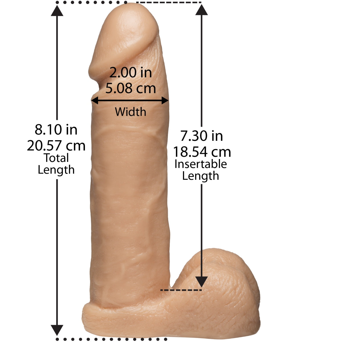 Doc Johnson Realistic Cock with Ultra Harness Vac U Lock White 8in included dildo dimensions