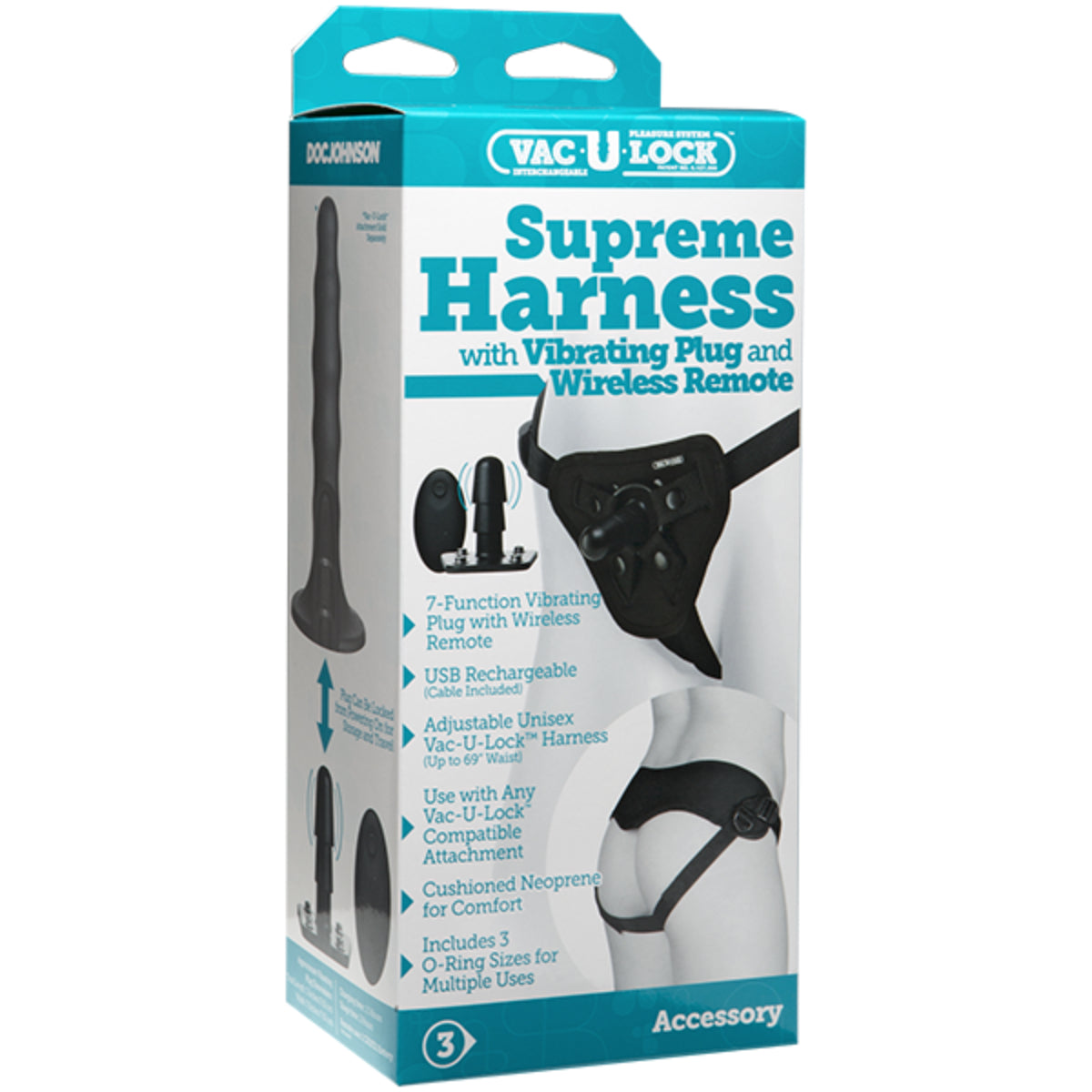 Vac U Lock Supreme Harness with Vibrating Plug and Wireless Remote