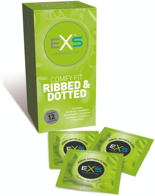 EXS Ribbed and Dotted Condoms 12pk (8085954232559)