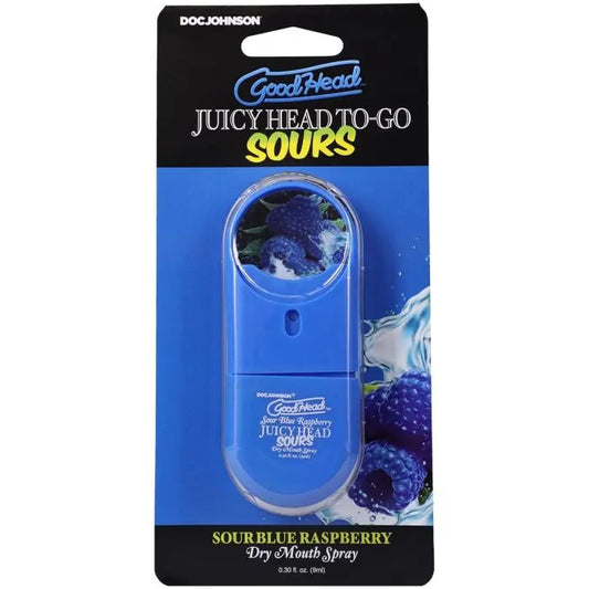 Goodhead Juicy Head Dry Mouth Spray to Go Sour Blue Raspberry 0.3 oz Front Packaging