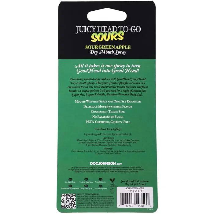 Goodhead Juicy Head Dry Mouth Spray to Go Sour Apple 0.3 oz rear packaging