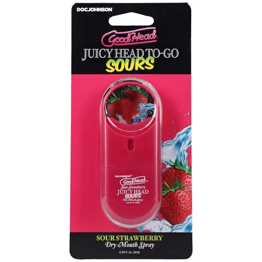 Goodhead Juicy Head Dry Mouth Spray to Go Sour Strawberry 0.3 oz front packaging
