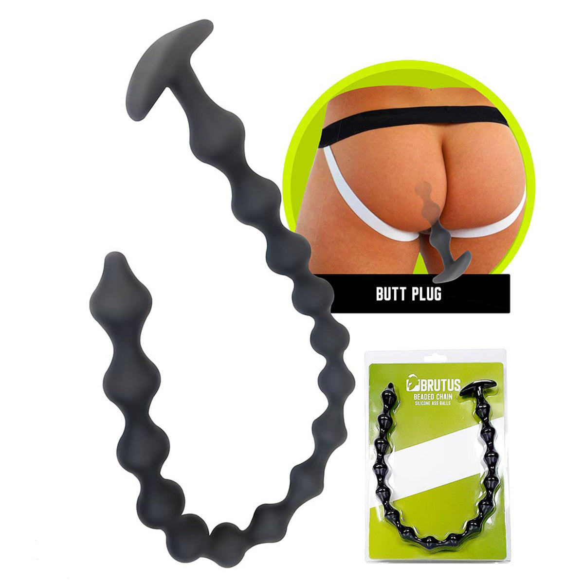 Brutus Beaded Chain Silicone Ass Balls Anal Beads