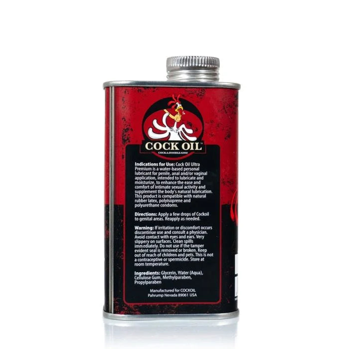 Cock Oil Water Based Lube Metal Can 9oz/266ml premium lube oil can rear