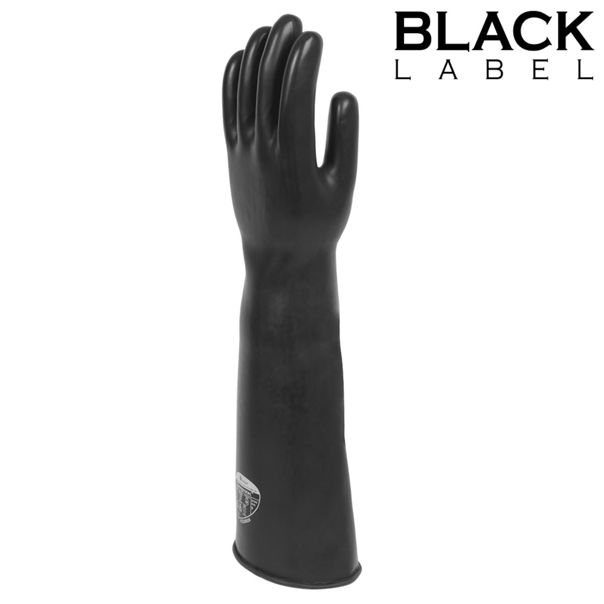 Left glove of Black Label Black Label Thick Industrial Rubber Gloves Size 10