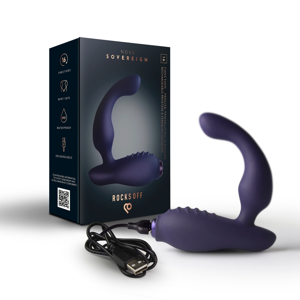 Rocks Off Sovereign Rechargeable Prostate Massager with box and cable