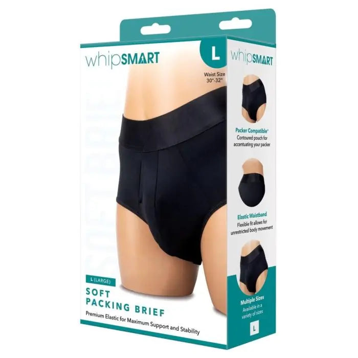 Whipsmart Soft Packing Brief black packer-compatible brief box front 