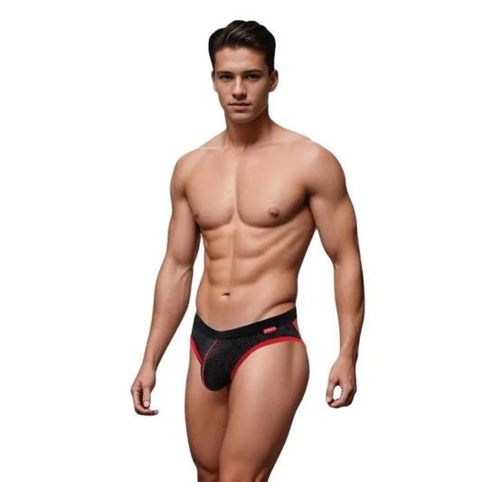 Envy Sport Mesh Jock Black front view on model.